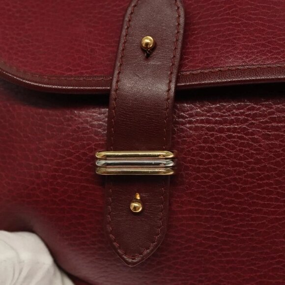CARTIER Briefcase Leather Bordeaux Gold Auth - Picture 13 of 16